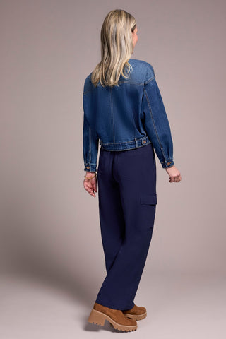Classic Drop Shoulder Denim Jacket-Washedblue