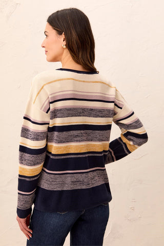 Pull À Col En U En Coton Peigné Gaufré-Saphir