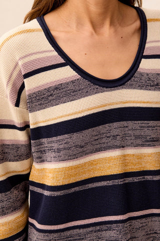 Pull À Col En U En Coton Peigné Gaufré-Saphir