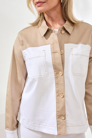 Veste En Jean Stretch Color Block-Plage