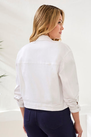 Veste En Jean Stretch À Boutons-Blanc