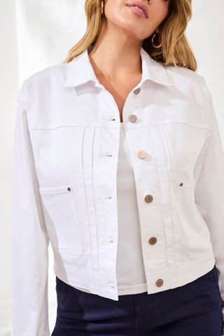 Veste En Jean Stretch À Boutons-Blanc