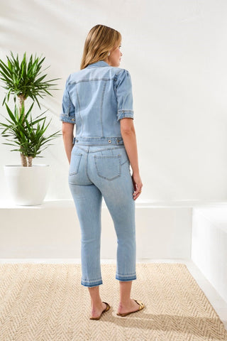 Veste En Denim Extensible À Demi-Manches-Ciel du désert