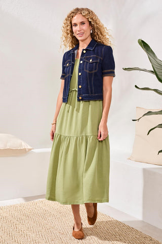 Veste En Denim Extensible À Demi-Manches-Rinçage