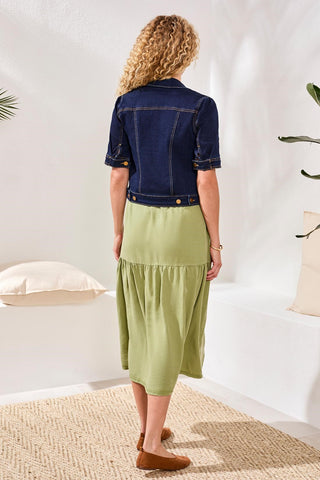 Veste En Denim Extensible À Demi-Manches-Rinçage