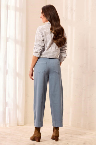 Comfort Stretch High Rise Palazzo Pants-Blue fog