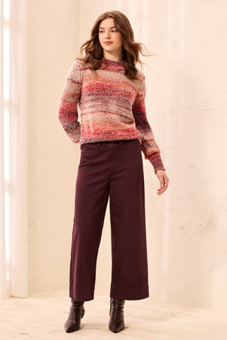 Pantalon Palazzo Taille Haute En Maille Extensible Confort Stretch-Fudge