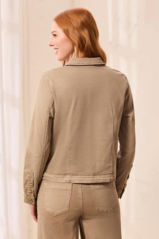 Comfort Stretch Long Sleeve Button Front Denim Jacket-Fossil