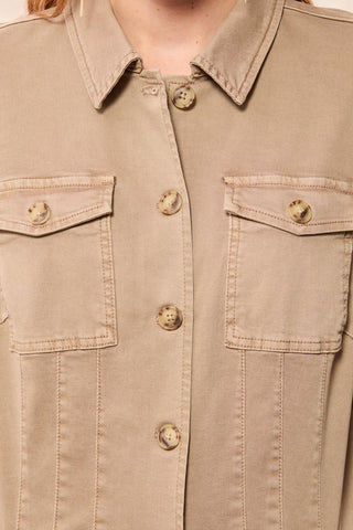 Comfort Stretch Long Sleeve Button Front Denim Jacket-Fossil