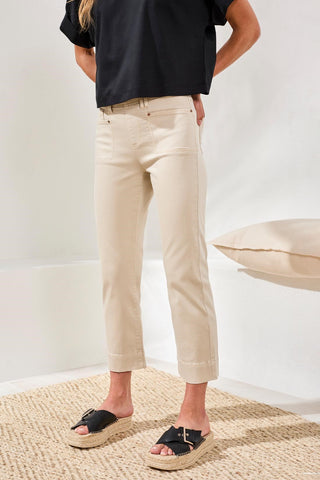 Comfort Stretch Pull-On Kick Flare Capris-Canvas