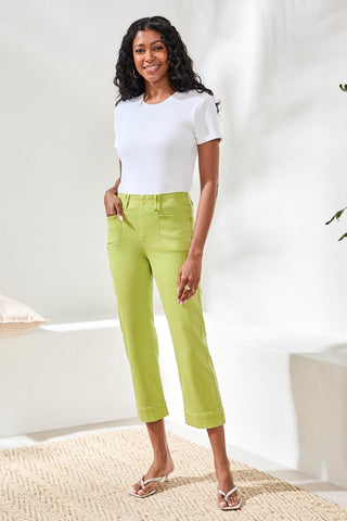 Comfort Stretch Pull-On Kick Flare Capris-Mintleaf