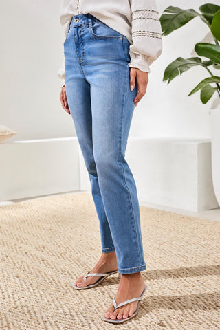 Sophia Curvy Comfort Stretch Straight Leg Jeans-Harbor