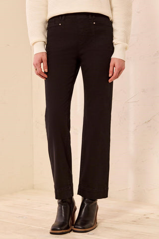 Comfort Stretch Straight Leg Pull-On Ankle Pants-Black