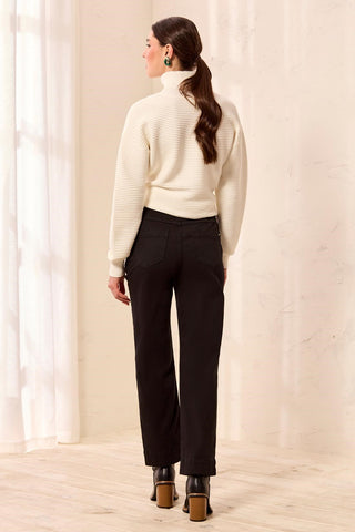 Comfort Stretch Straight Leg Pull-On Ankle Pants-Black