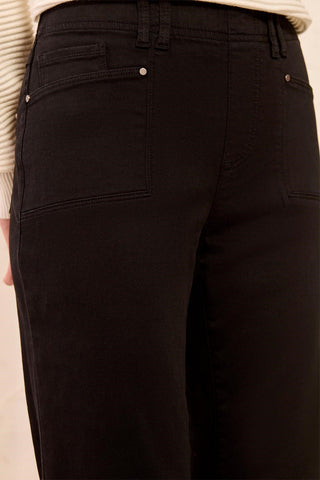 Comfort Stretch Straight Leg Pull-On Ankle Pants-Black