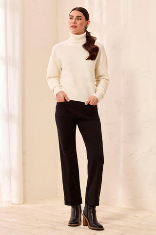 Comfort Stretch Straight Leg Pull-On Ankle Pants-Black