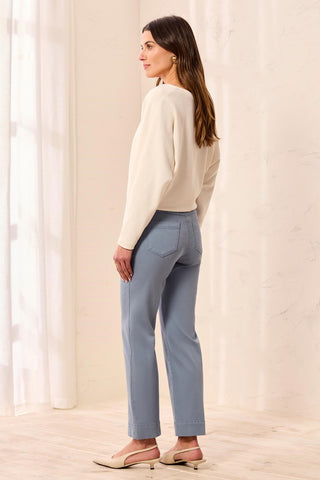 Comfort Stretch Straight Leg Pull-On Ankle Pants-Blue fog