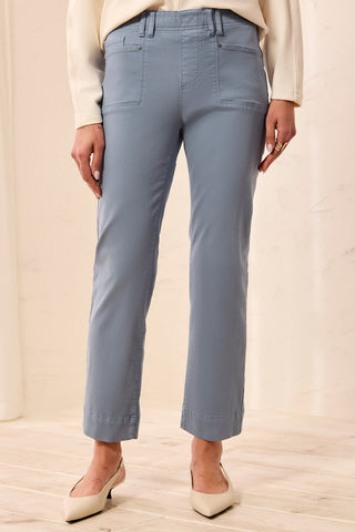 Comfort Stretch Straight Leg Pull-On Ankle Pants-Blue fog