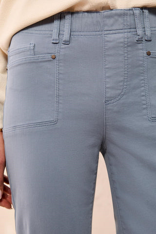 Comfort Stretch Straight Leg Pull-On Ankle Pants-Blue fog