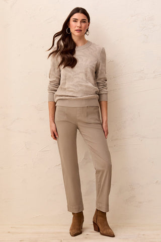 Comfort Stretch Straight Leg Pull-On Ankle Pants-Dry sand