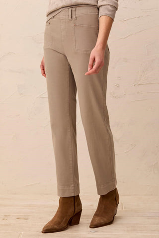 Comfort Stretch Straight Leg Pull-On Ankle Pants-Dry sand