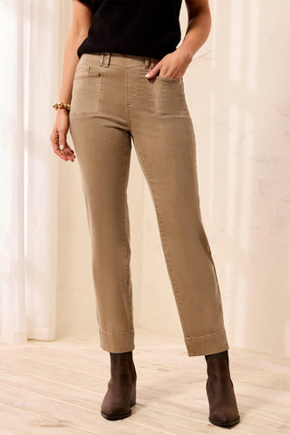 Pantalon Utilitaire À Jambe Droite En Twill Extensible Doux À Enfiler-Fossile