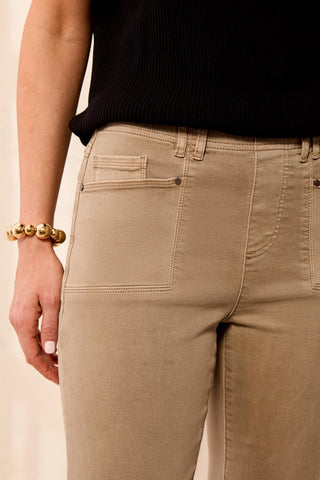 Pantalon Utilitaire À Jambe Droite En Twill Extensible Doux À Enfiler-Fossile