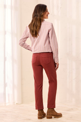 Comfort Stretch Straight Leg Pull-On Ankle Pants-Henna