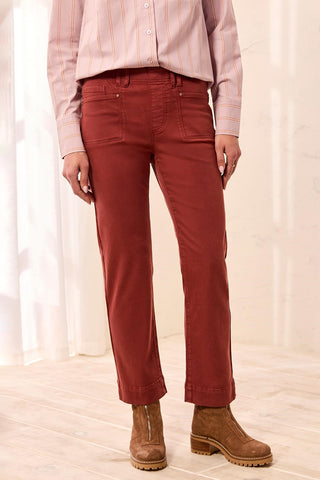 Comfort Stretch Straight Leg Pull-On Ankle Pants-Henna