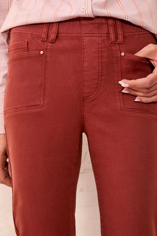 Comfort Stretch Straight Leg Pull-On Ankle Pants-Henna