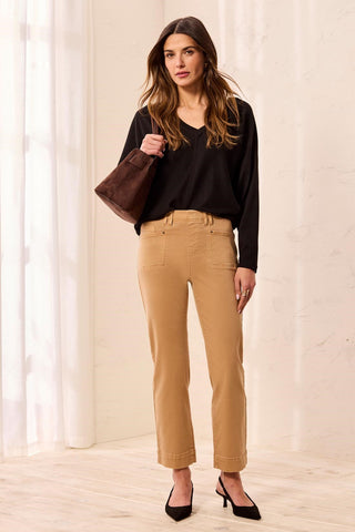 Comfort Stretch Straight Leg Pull-On Ankle Pants-Sesame
