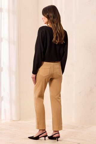 Comfort Stretch Straight Leg Pull-On Ankle Pants-Sesame