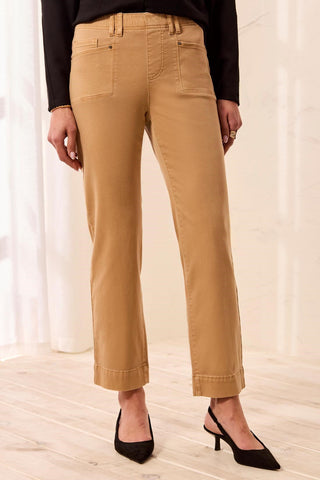 Comfort Stretch Straight Leg Pull-On Ankle Pants-Sesame