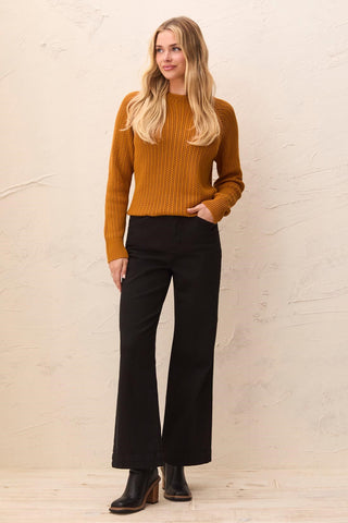 Comfort Stretch Wide Leg Pull-On Pants-Black