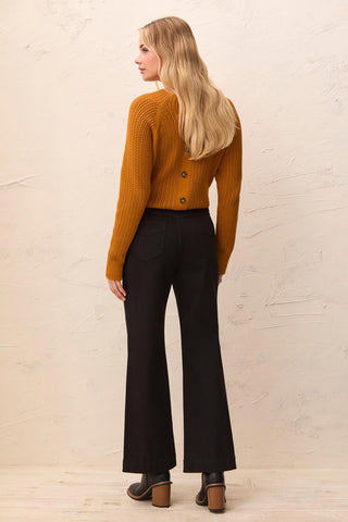 Comfort Stretch Wide Leg Pull-On Pants-Black