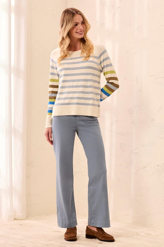Comfort Stretch Wide Leg Pull-On Pants-Blue fog