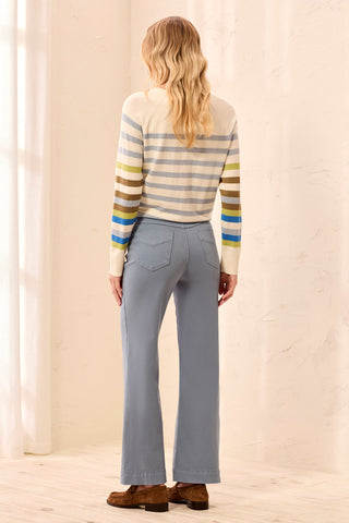 Comfort Stretch Wide Leg Pull-On Pants-Blue fog