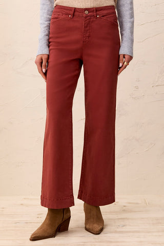 Comfort Stretch Wide Leg Pull-On Pants-Henna