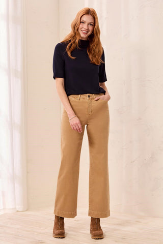 Comfort Stretch Wide Leg Pull-On Pants-Sesame