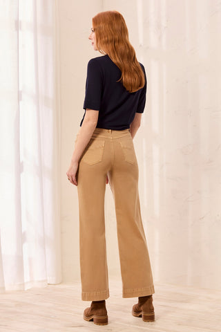 Comfort Stretch Wide Leg Pull-On Pants-Sesame
