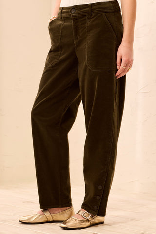 Corduroy Barrel Leg Ankle Pants-Basil