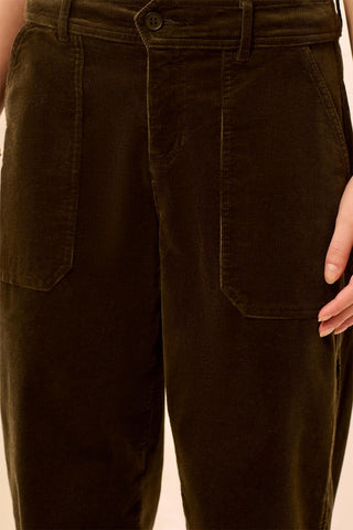 Corduroy Barrel Leg Ankle Pants-Basil