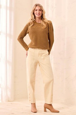 Corduroy Barrel Leg Ankle Pants-Moonstone