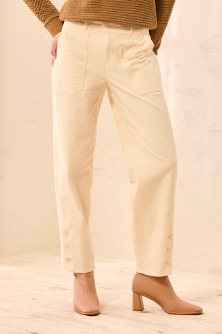 Corduroy Barrel Leg Ankle Pants-Moonstone