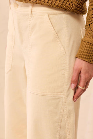 Corduroy Barrel Leg Ankle Pants-Moonstone