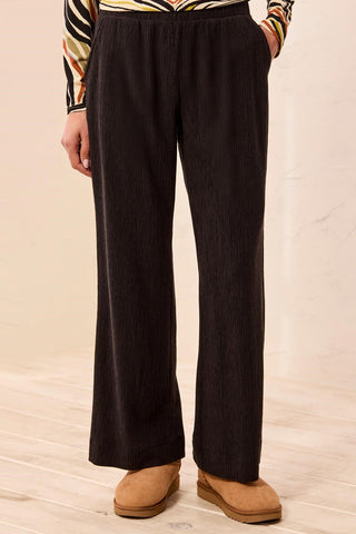 Crinkle Lyocell®Pull-On Flowy Wide Leg Pants-Black