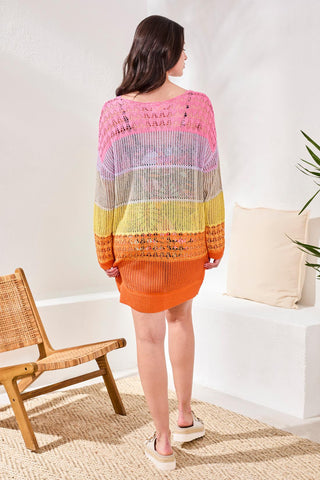 Ombré Stripe Openwork Cover-up Dress-Freesia – Tribal® Fashion