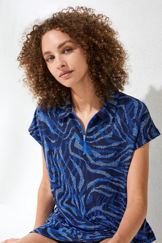UPF 50+ High Performance Dolman Quarter-Zip Polo Top -Aquatic