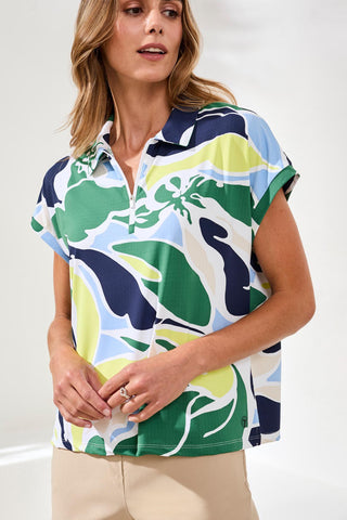 UPF 50+ High Performance Dolman Quarter-Zip Polo Top-Florallime
