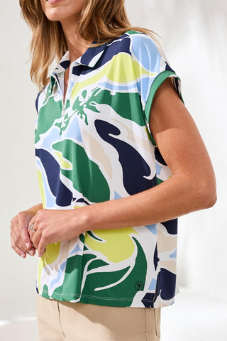 UPF 50+ High Performance Dolman Quarter-Zip Polo Top-Florallime